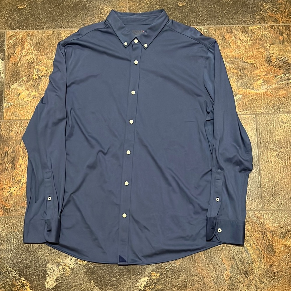 Untuck It XXL Navy Blue Button Down Jersey Shirt